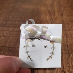 Faux Pearl Earrings Pearls Studs Classic Preppy Neutral Formal Evening Party NEW